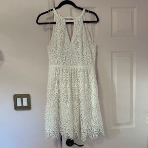Adrianna Papell White Lace Mini Dress